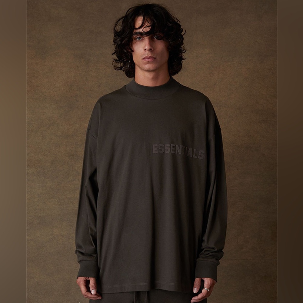 EUC Men’s Size Medium Fear Of God Oversized Long-sleeve Cotton Tee In Off Black